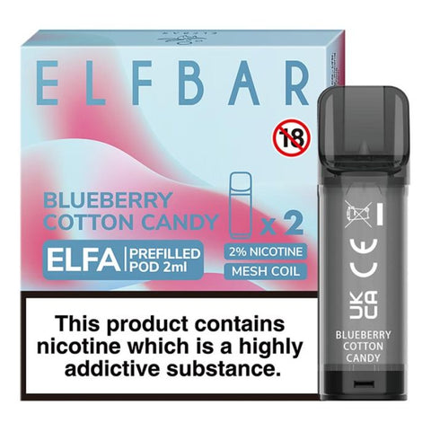 CLEARANCE OFFER: Blueberry Cotton Candy Elf Bar Elfa Prefilled Pods 20mg - 2 Pack