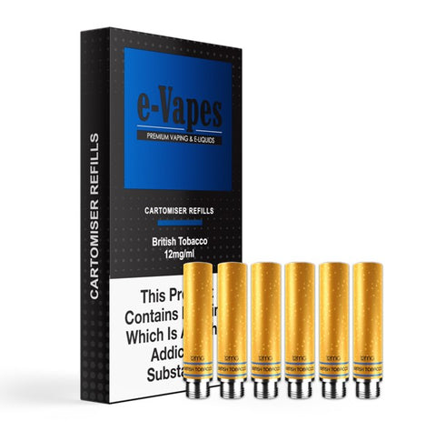 E-Vapes Cartomizers (Pack of 5) - British Tobacco 12mg