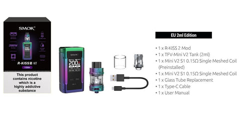 SMOK R-Kiss 2 Kit + 2x 18650 Batteries + 60ml E-Liquid