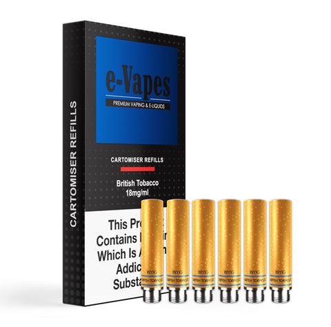 E-Vapes Cartomizers (Pack of 5) - British Tobacco 18mg