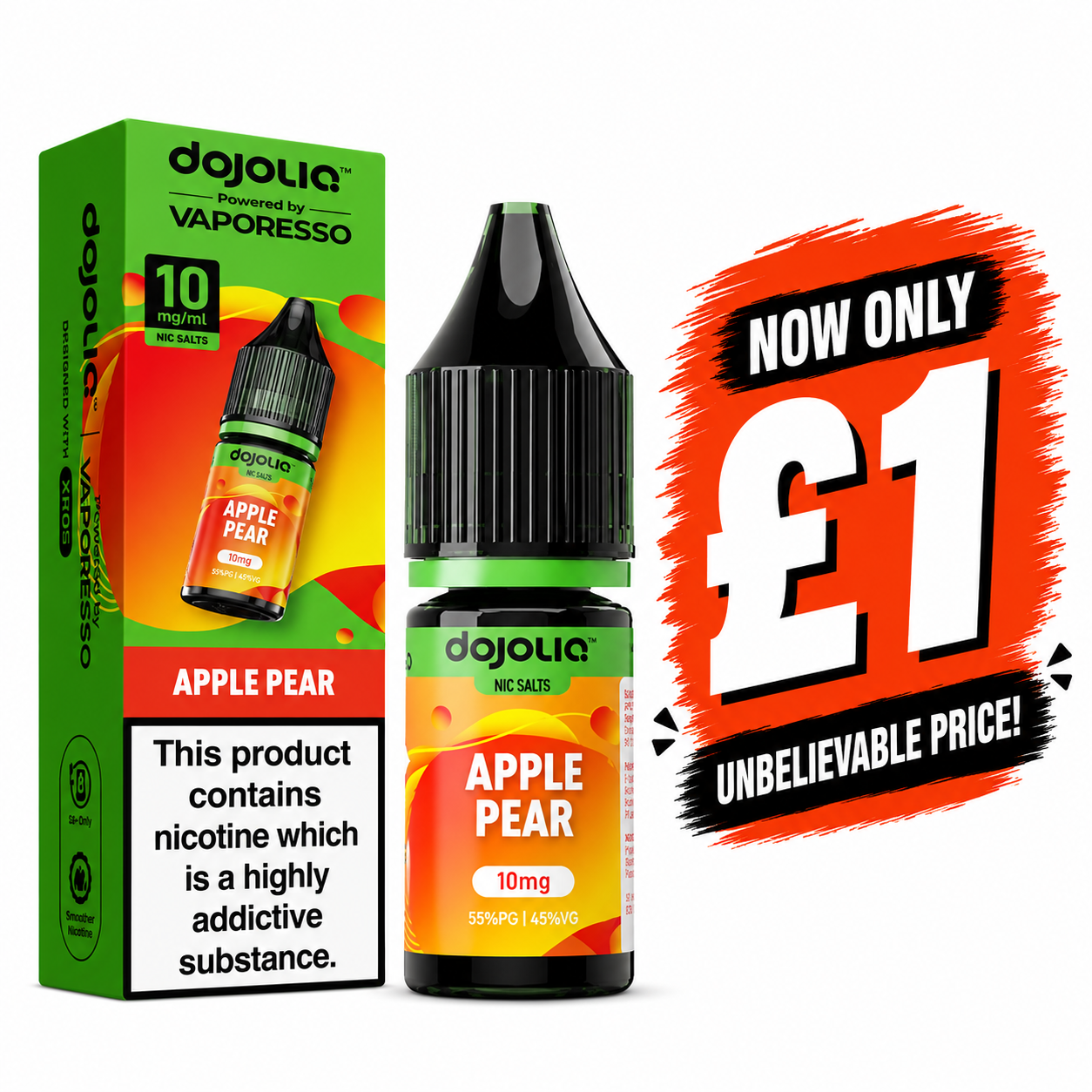 £1 SALE: 10ml Apple Pear Nic Salt by DOJOLIQ (10mg)
