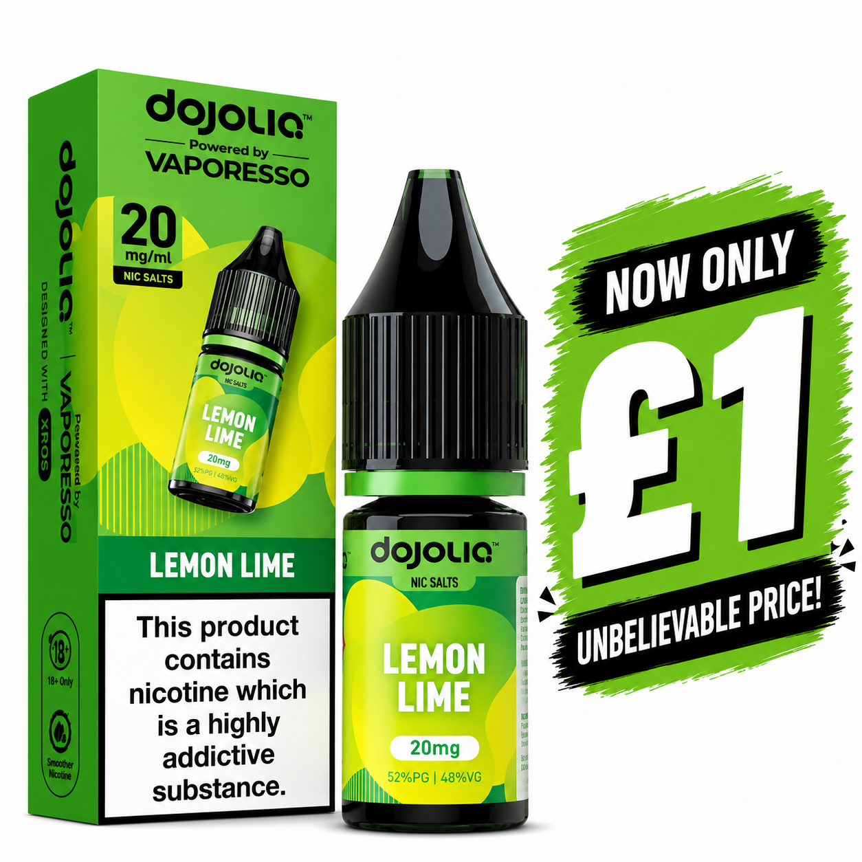 £1 SALE: 10ml Lemon Lime Nic Salt by DOJOLIQ (10mg)