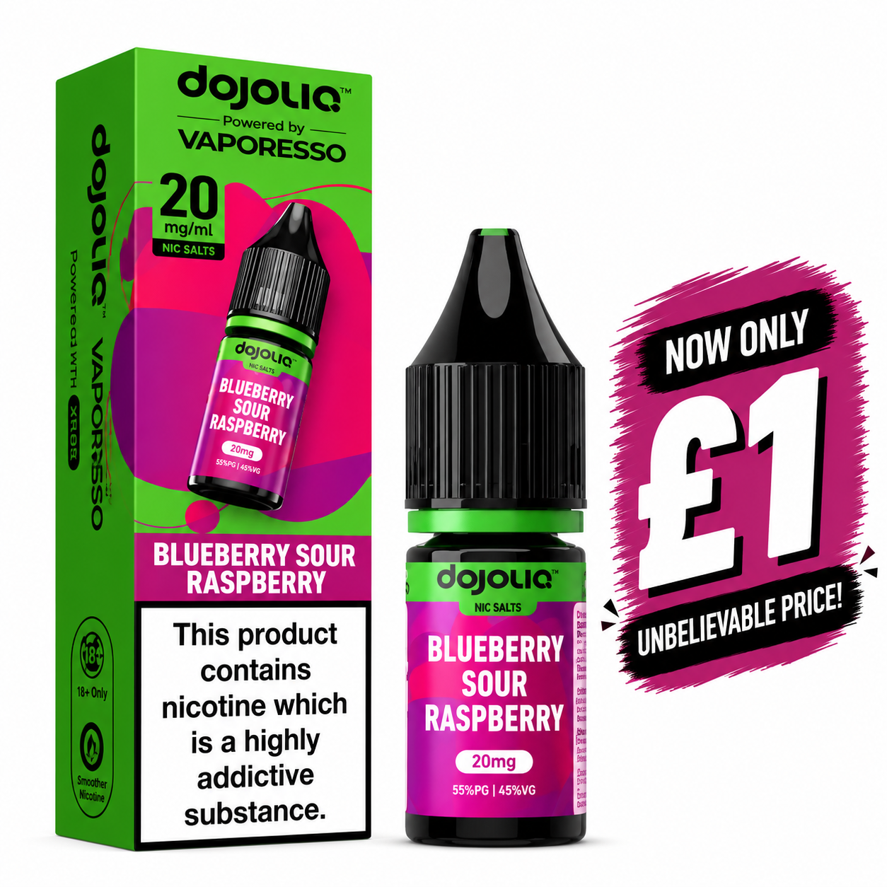 £1 SALE: 10ml Blue Sour Raspberry by DOJOLIQ (10mg)