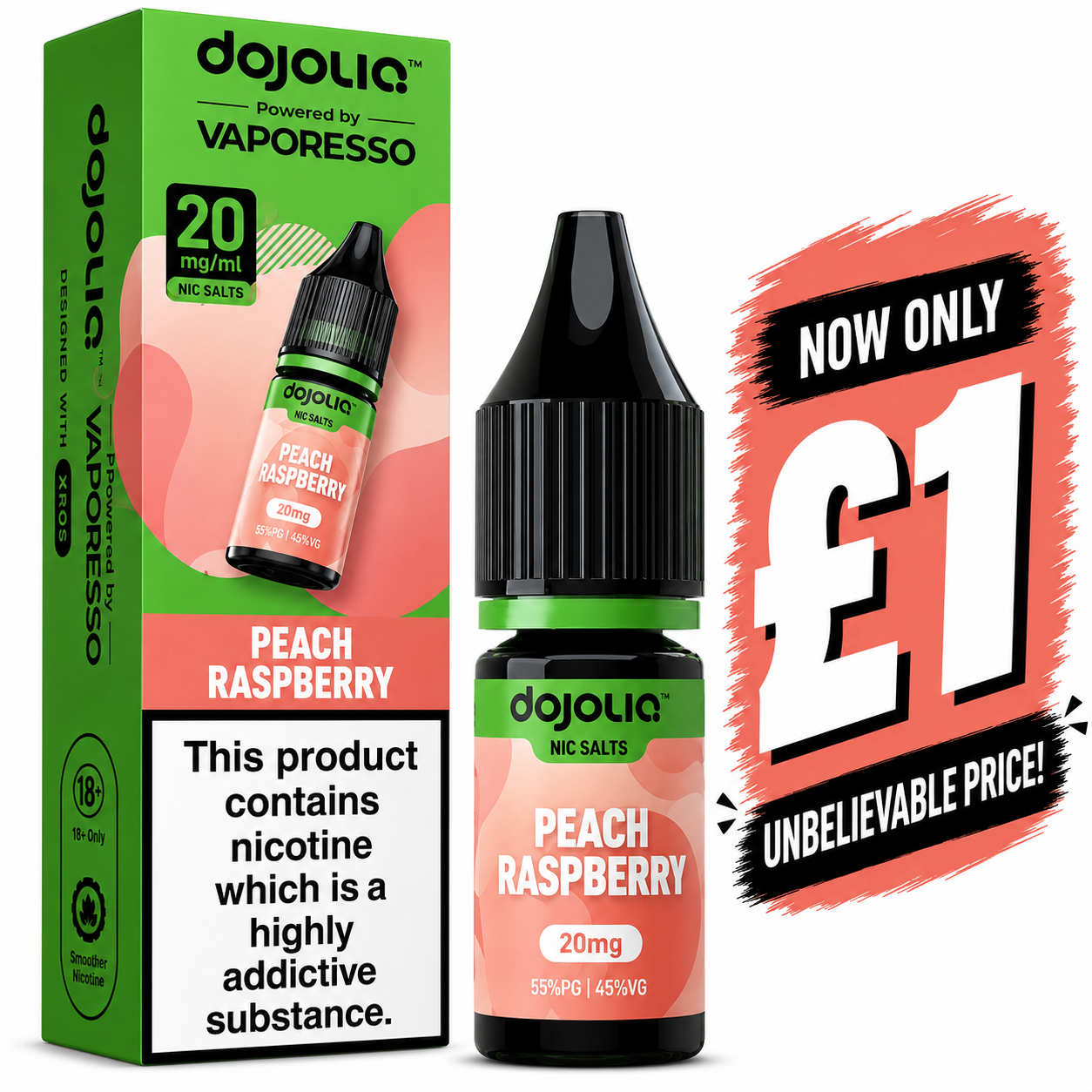£1 SALE: 10ml Peach Raspberry by DOJOLIQ (20mg)
