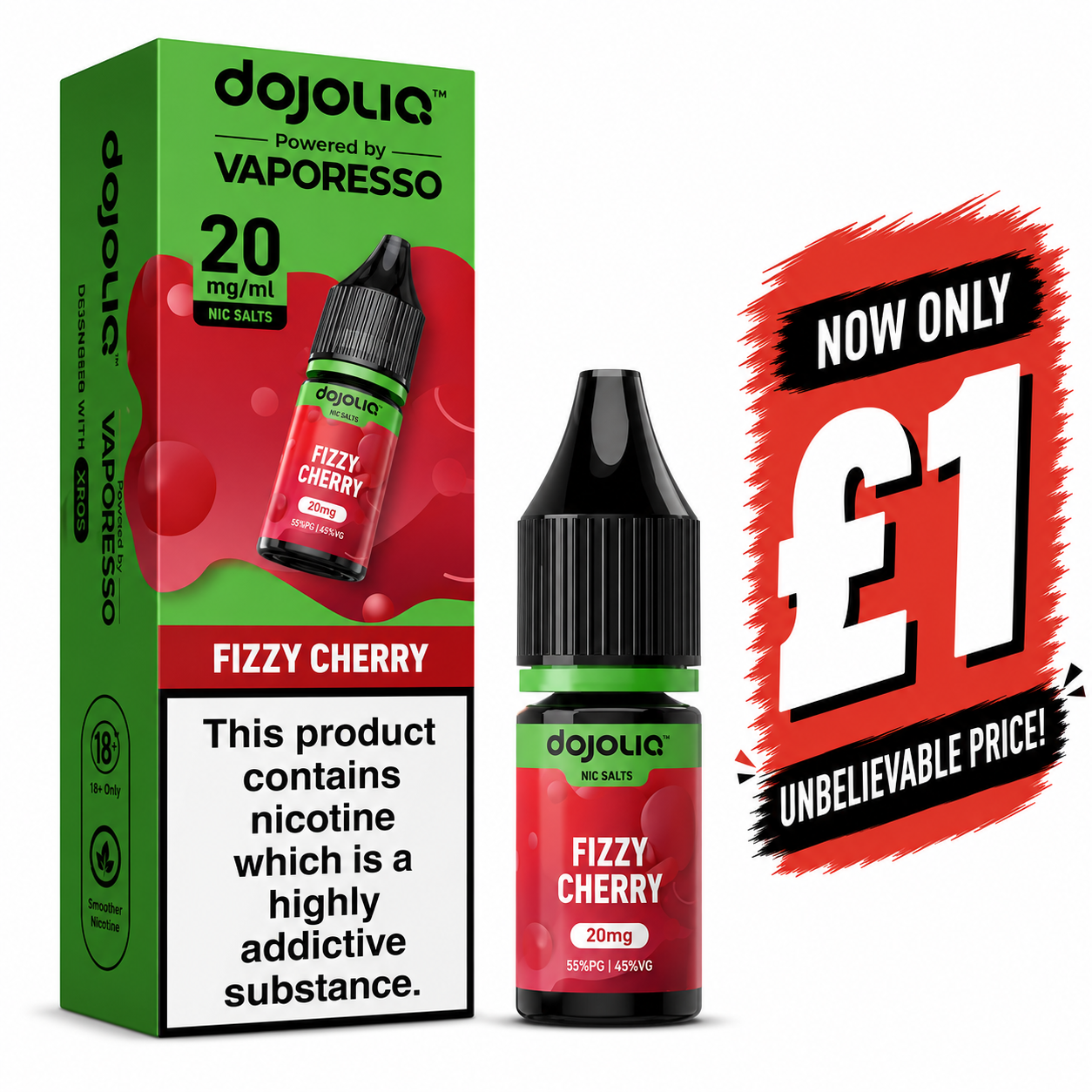 £1 SALE: 10ml Fizzy Cherry by DOJOLIQ (20mg)