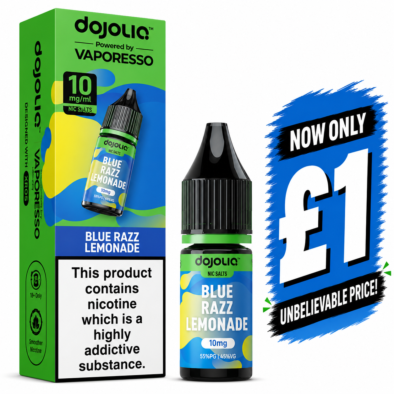 £1 SALE: 10ml Blue Razz Lemonade by DOJOLIQ (20mg)