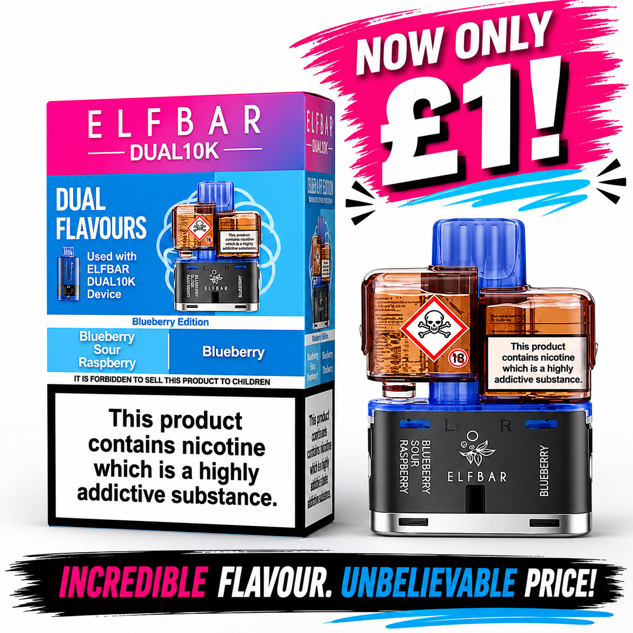 £1 SALE: Blueberry Edition - Elf Bar Dual 10k Replacement Pod