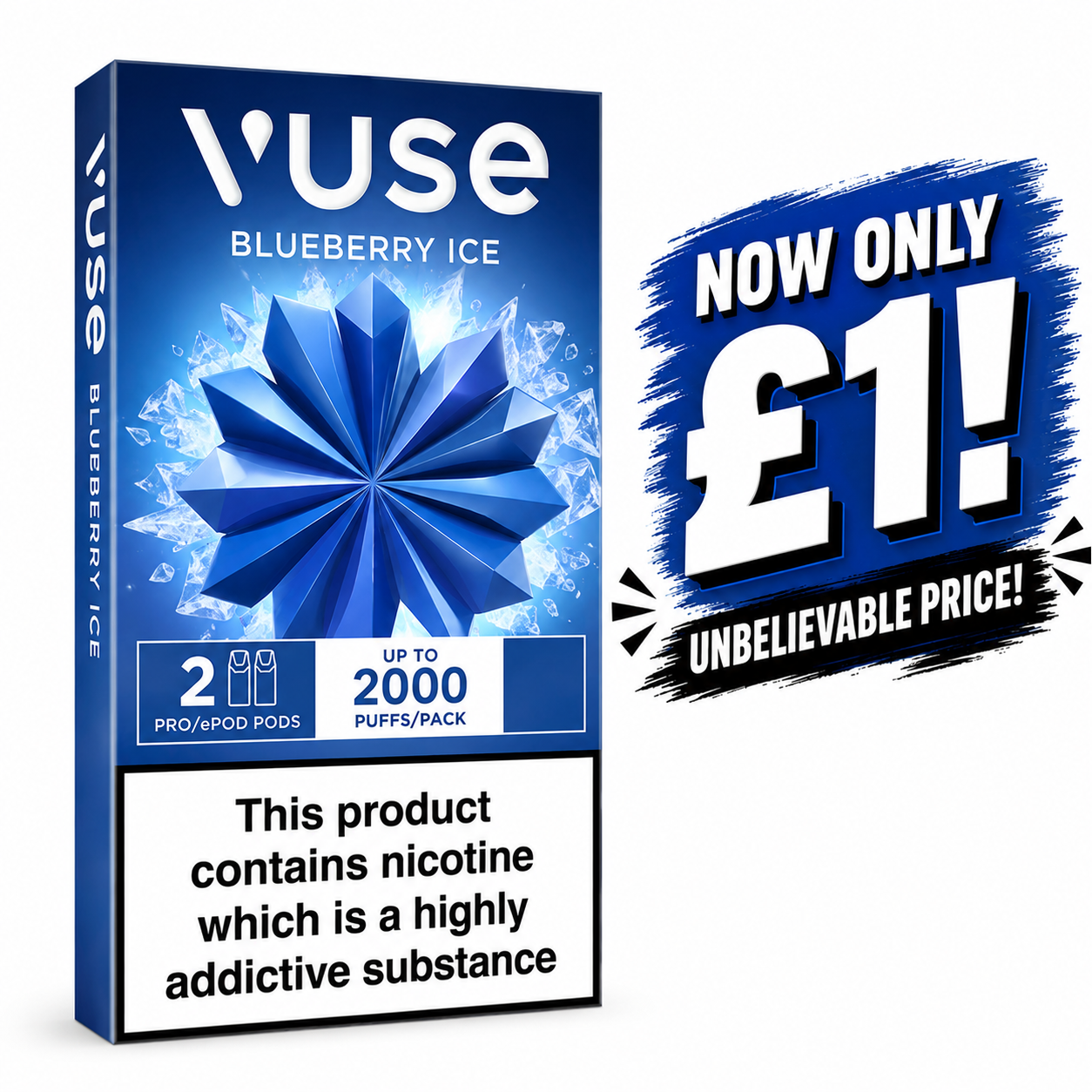 £1 SALE: Blueberry Ice Vuse Pro Pods (Pack Of 2)