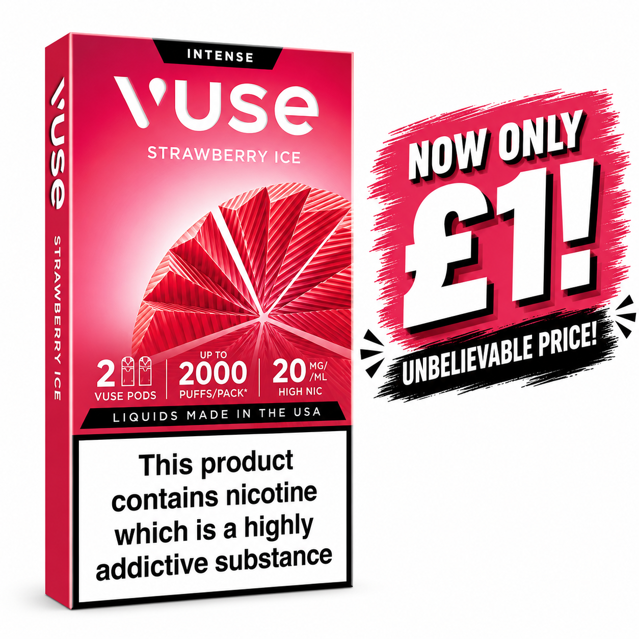 £1 SALE: Strawberry Ice Vuse Pro Pods (Pack Of 2)