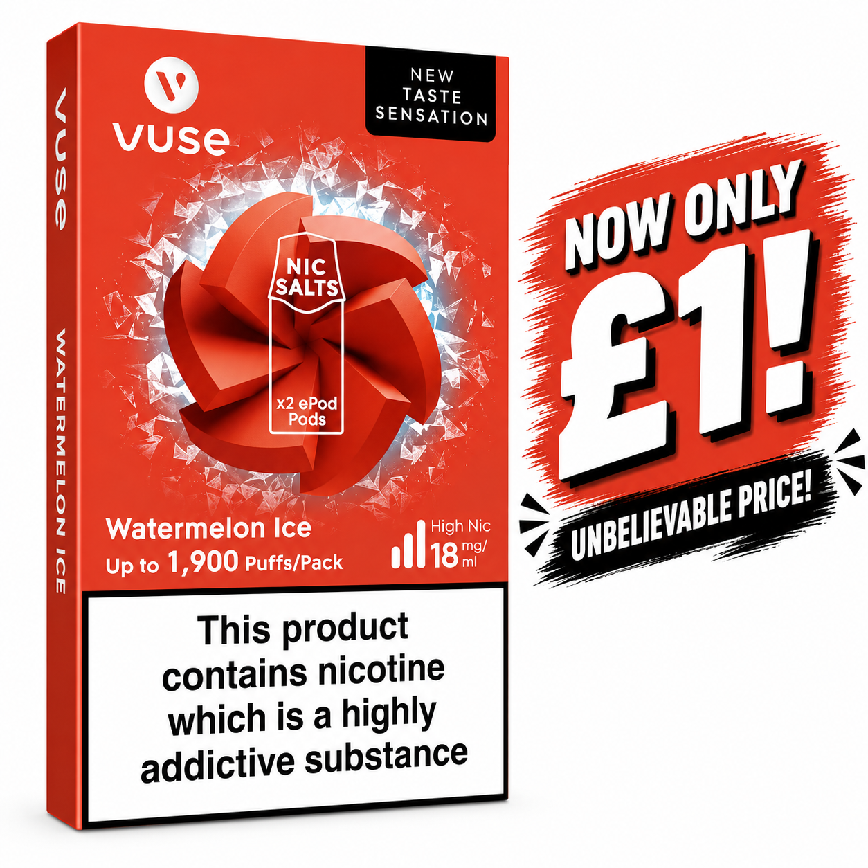 £1 SALE: Watermelon Ice Vuse Pro Pods (Pack Of 2)