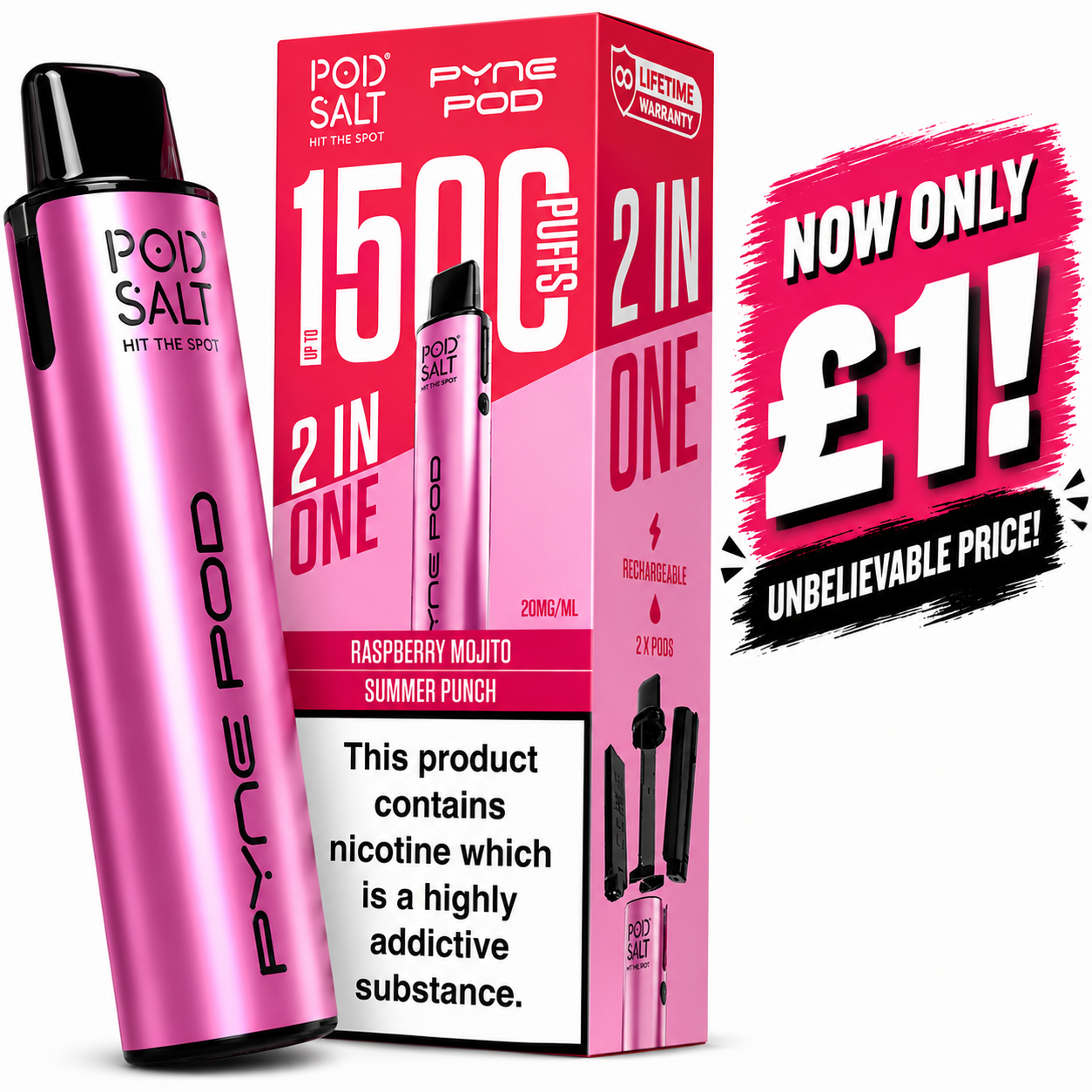 £1 SALE: Summer Edition Kit 20mg - Pyne Pod x Pod Salt 2 in 1