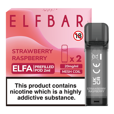 CLEARANCE OFFER: Strawberry Raspberry  Elf Bar Elfa Prefilled Pods 20mg - 2 Pack